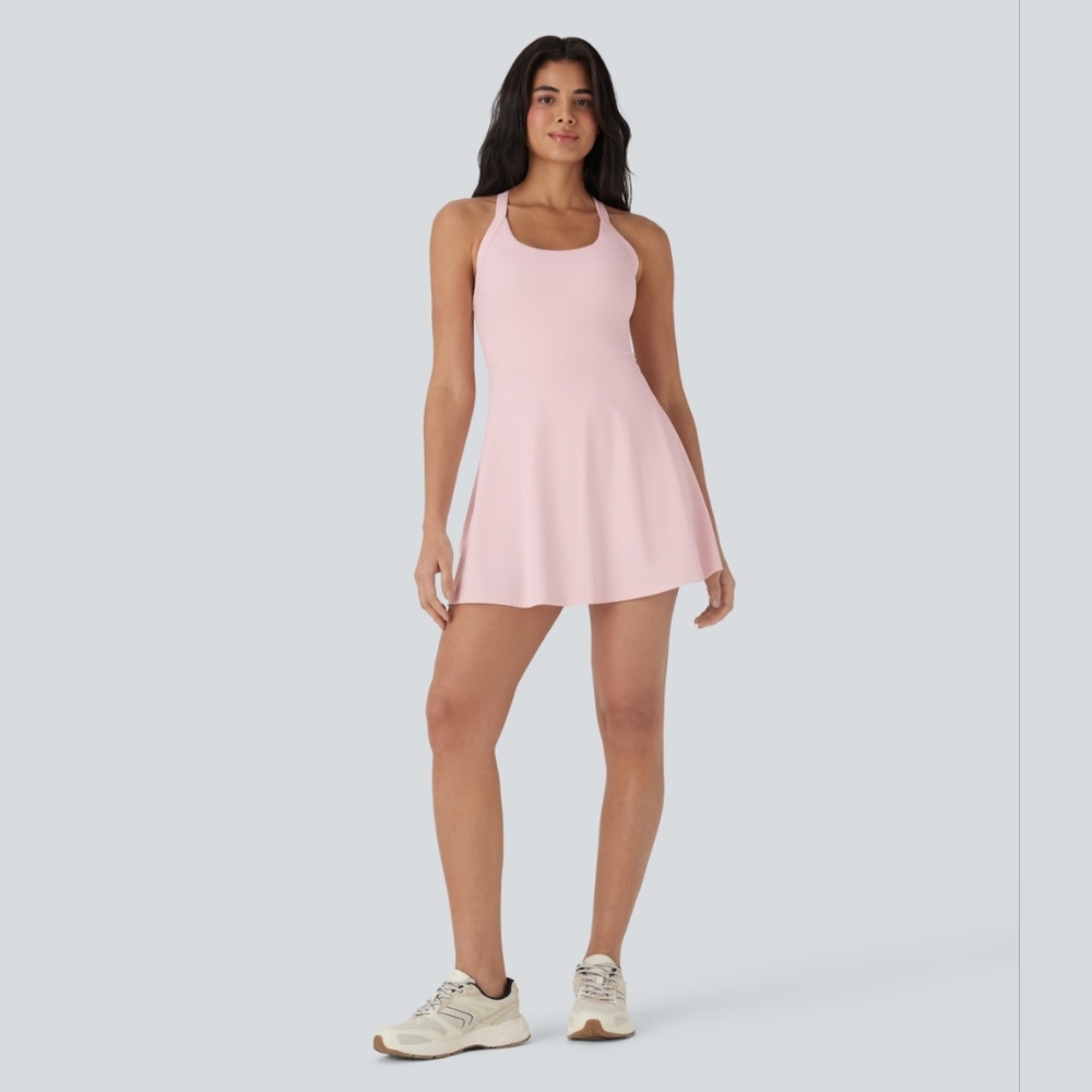 Halara Softlyzero Airy Backless Dress. Easy Peezy. Size Medium. Primrose Pink